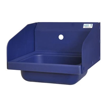 Bk Resources IONTM Blue Antimicrobial Hand Sink W/Side Splashes, 1 Hole, 14Óx10Óx5Ó APHS-W1410-1SSB